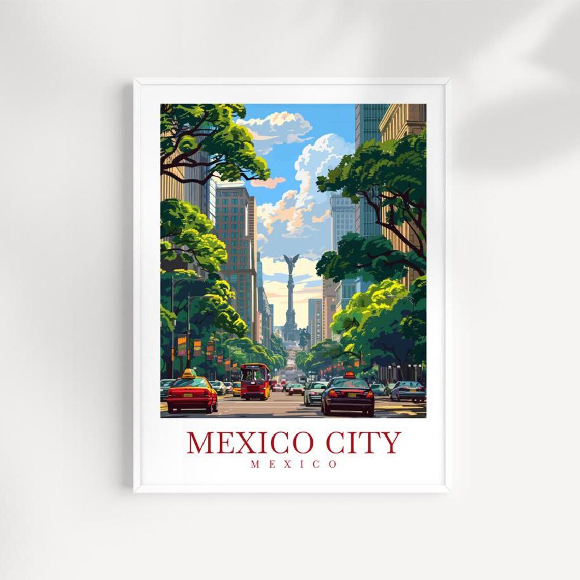 Mexico City Mexico Avenue With Angel Of Independence Column Poster