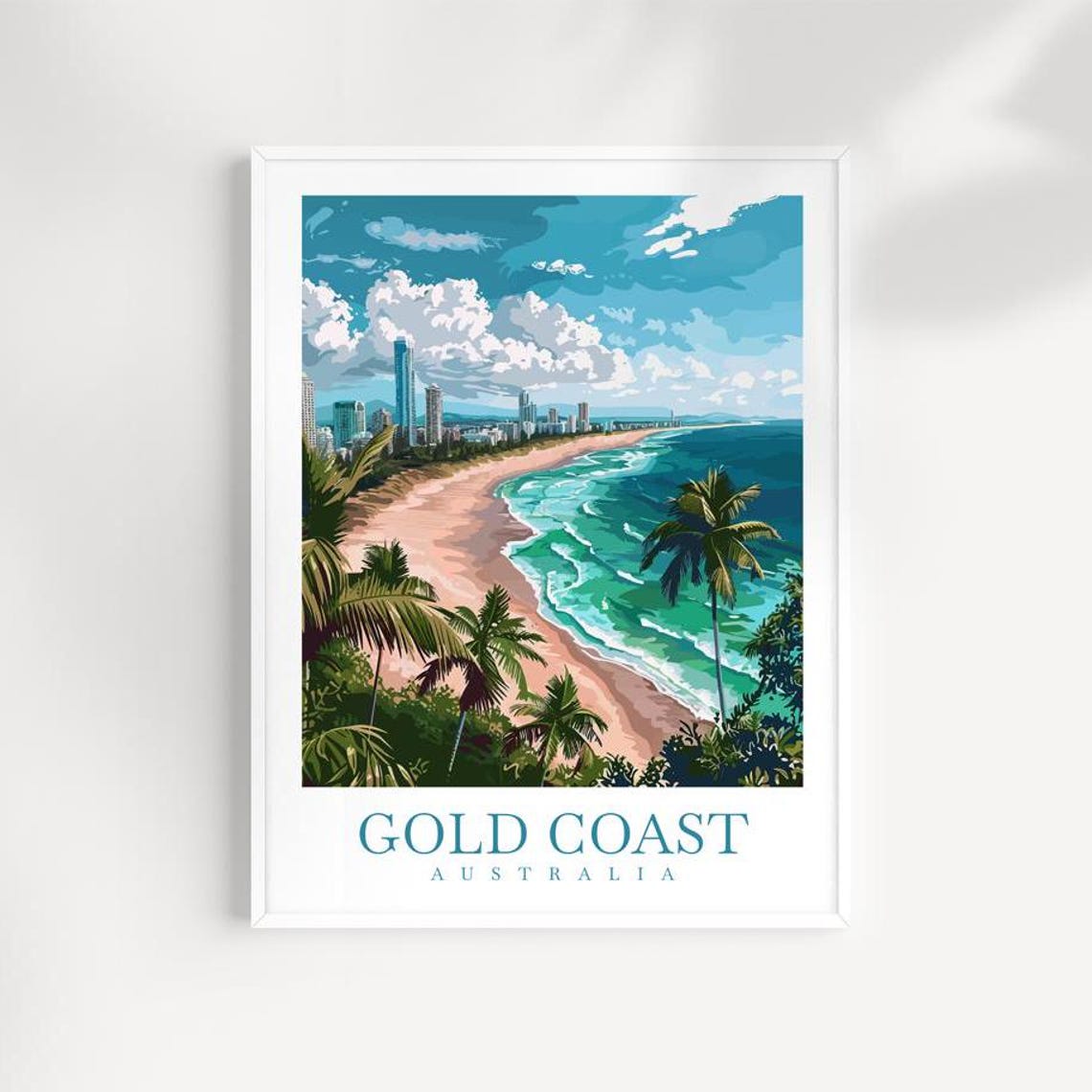 Gold Coast Australia Tropical Aerial Beach Skyline View Poster