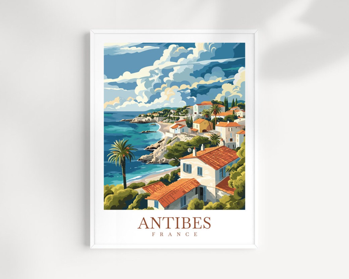 Antibes France Riviera Cliffside Village Palm Beach View Poster