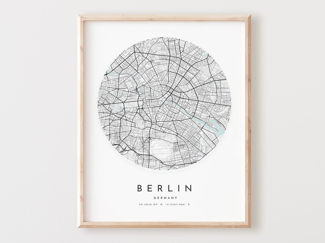 Berlin Germany Circular Street Map Minimalist Black Line Poster