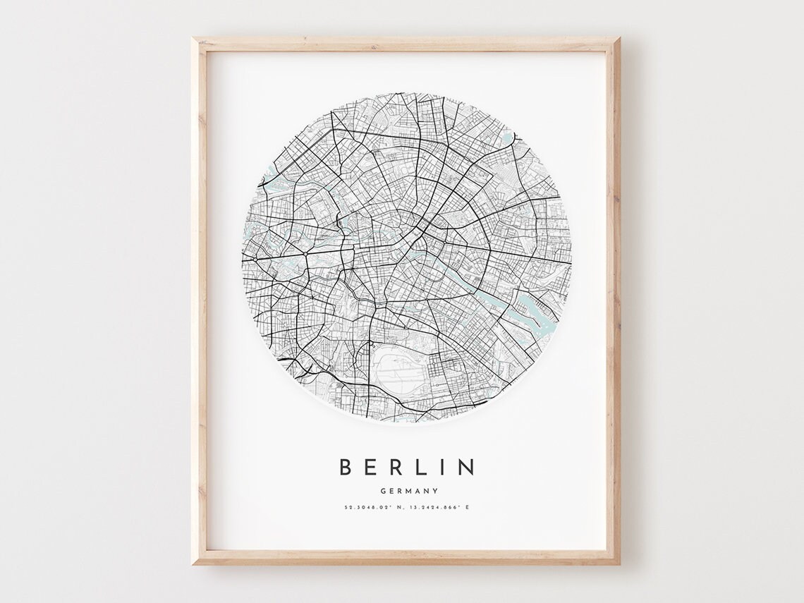 Berlin Map Print City Street Poster Minimalist Wall Art
