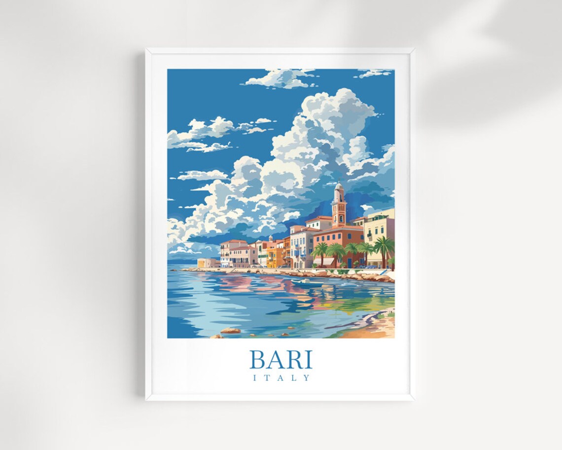 Bari Italy Seafront Old Town Bell Tower Waterfront Travel Wall Art