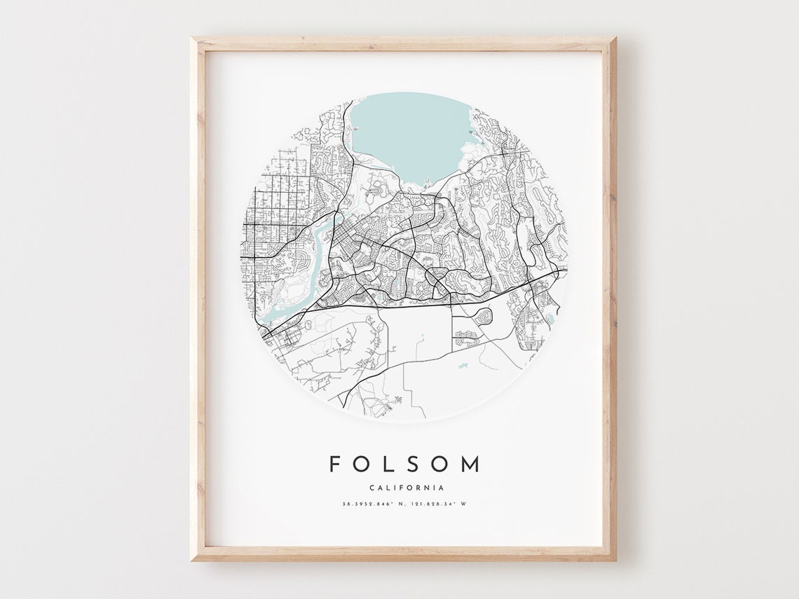Folsom California Minimalist Circle City Map Street Art Poster