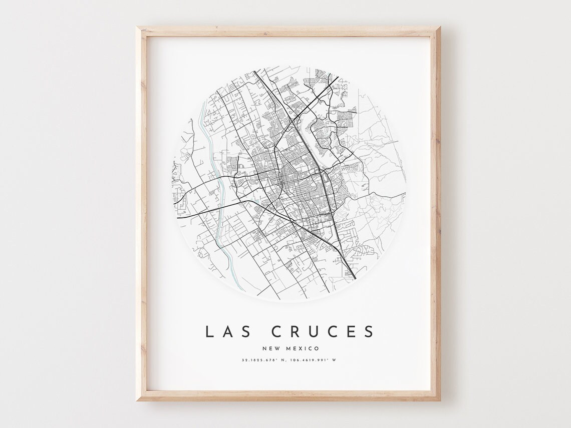 Las Cruces Map Print New Mexico City Street Art