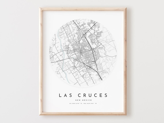 Las Cruces Map Print New Mexico City Street Art