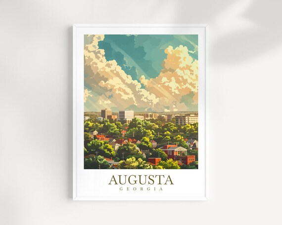 Augusta Georgia Downtown Skyline Green Trees Summer Daytime Poster