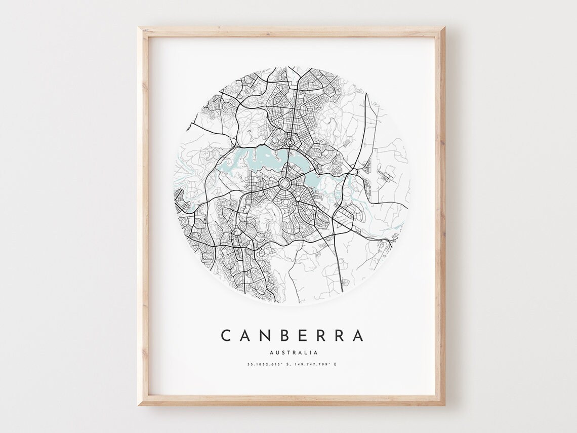 Canberra Map Print City Street Art Poster