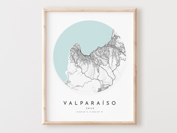 Valparaso Chile Map Print City Street Art