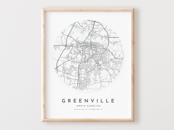 Greenville Nc Map Print Minimalist City Street Art