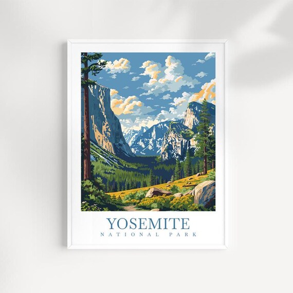 Yosemite National Park Granite Cliffs Wildflower Meadow Poster