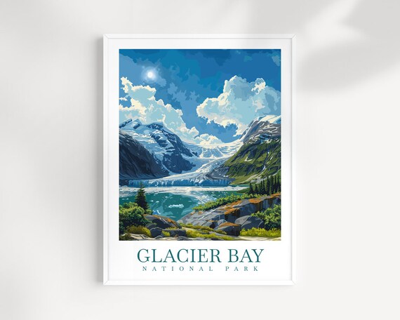 Glacier Bay National Park Alaska Glacier Fjord Mountain Travel Poster