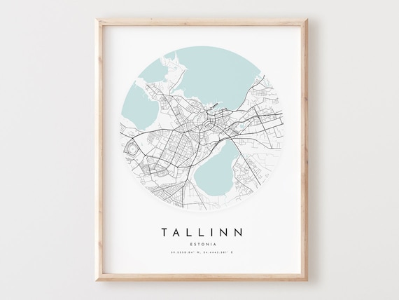 Tallinn Map Print Modern City Street Wall Art