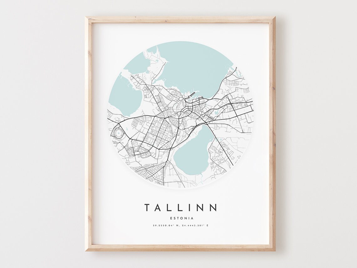 Tallinn Estonia Baltic Minimalist Circular Coastal City Map Poster