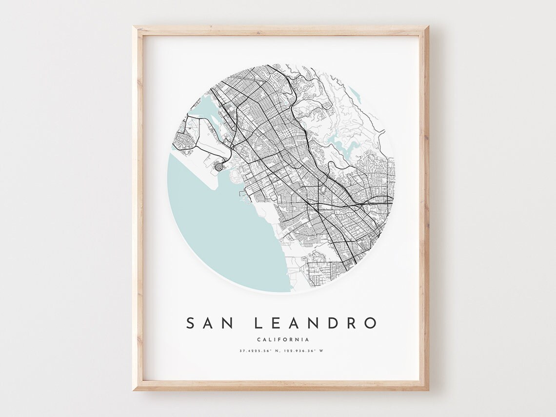 San Leandro Map Print City Wall Art