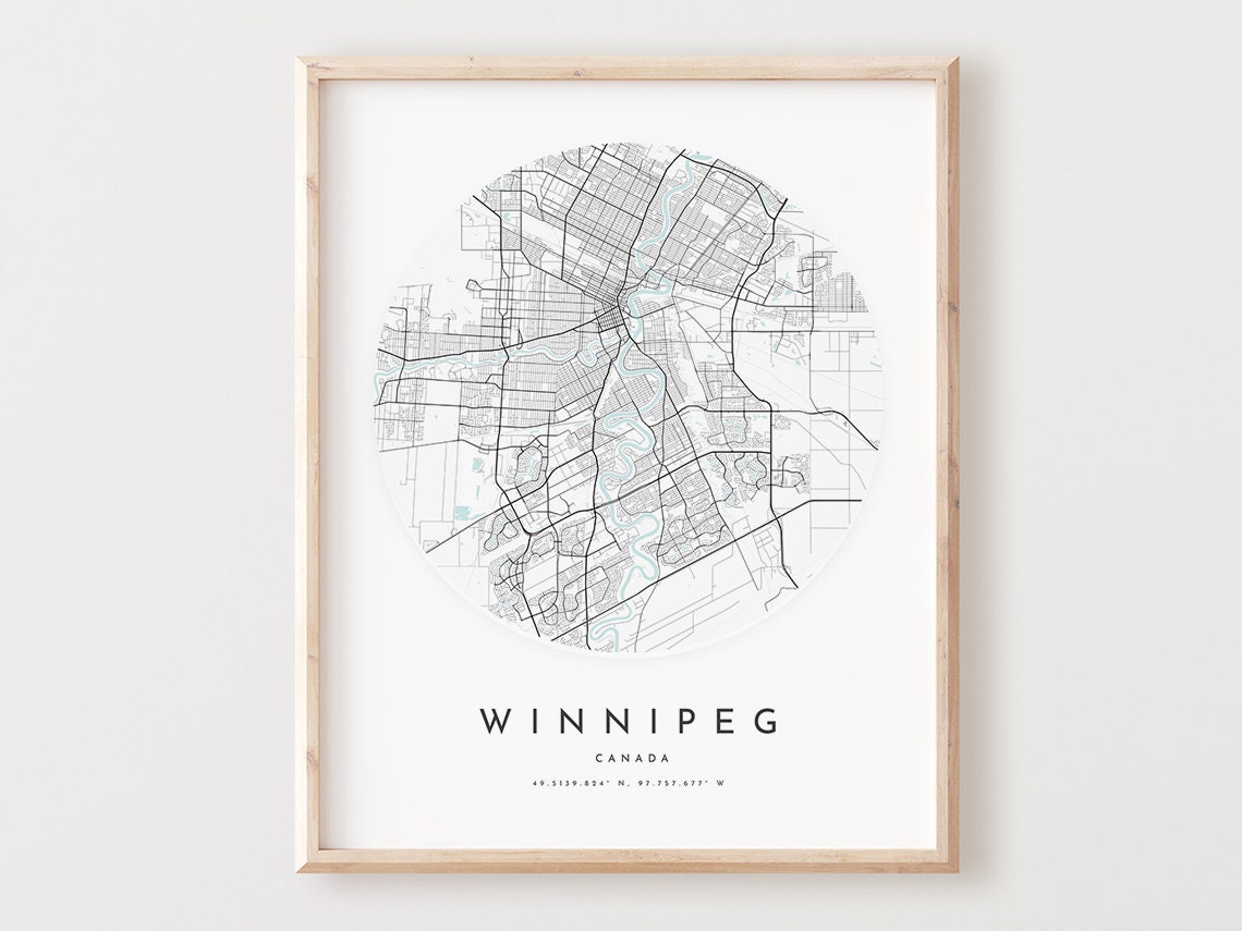 Winnipeg Canada Circular City Street Map Minimalist Wall Poster