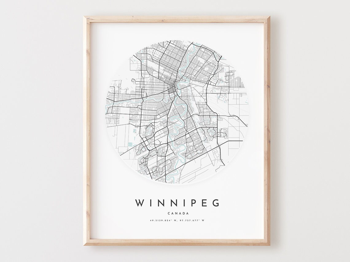 Winnipeg Map Print Modern City Street Wall Art