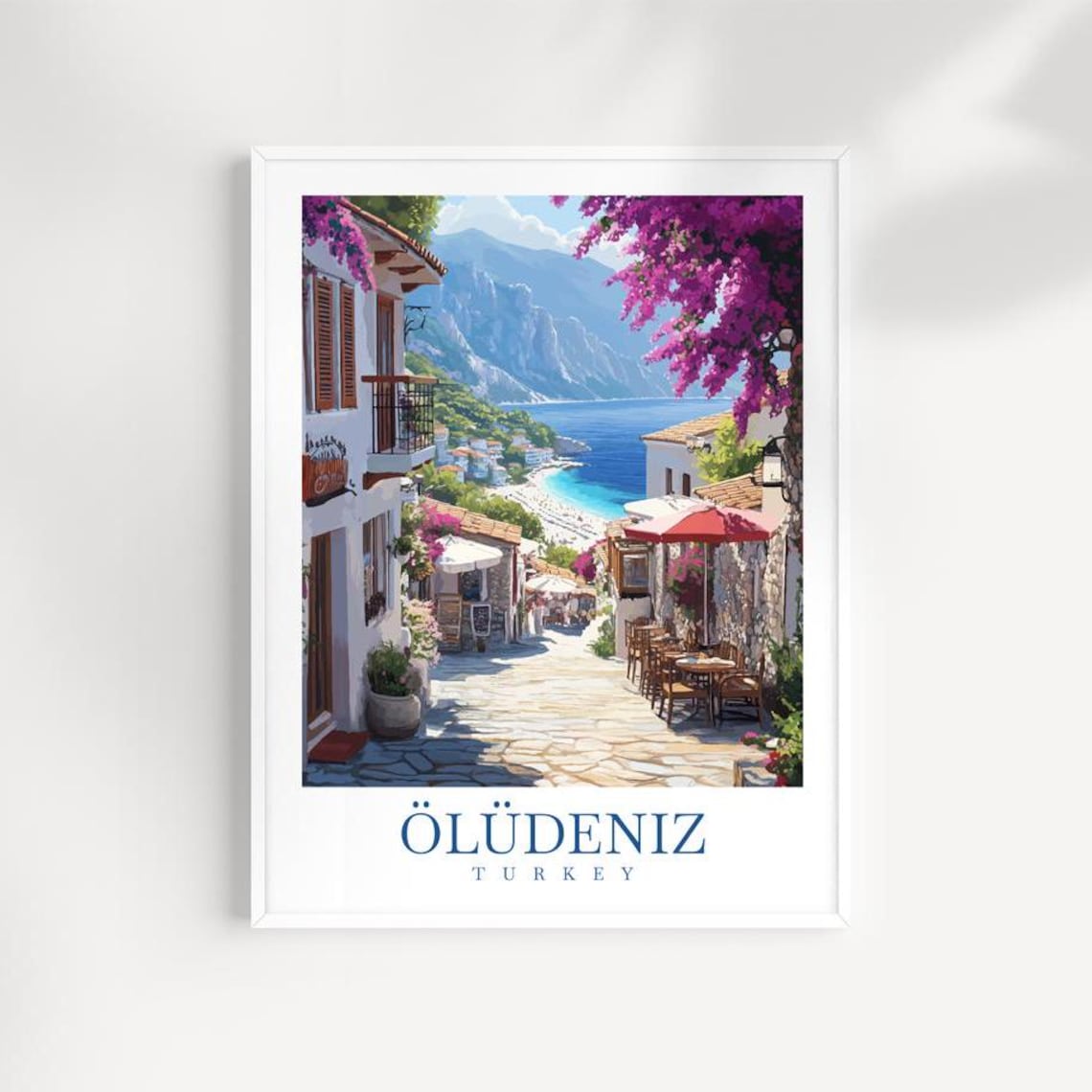 Ldeniz Turkey Travel Poster, Coastal Wall Art