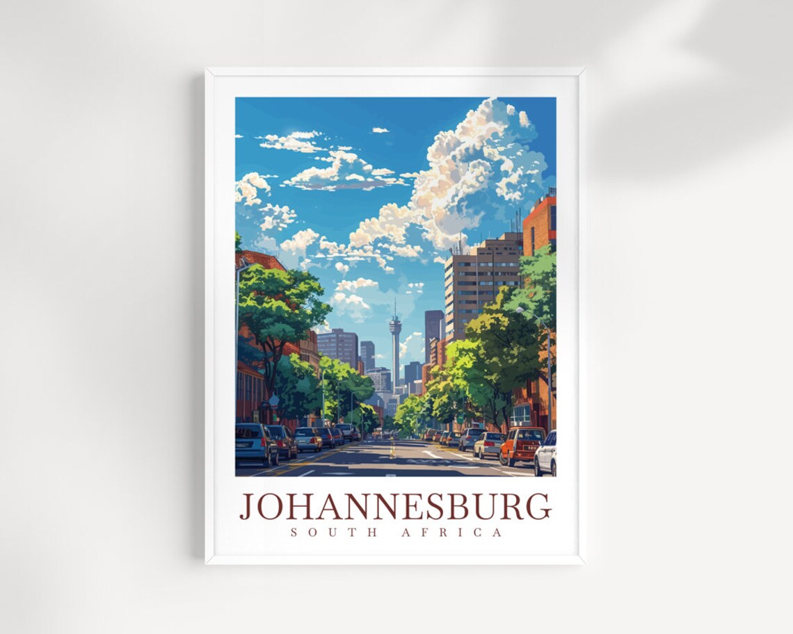 Johannesburg South Africa City Street Tower Skyline View Poster