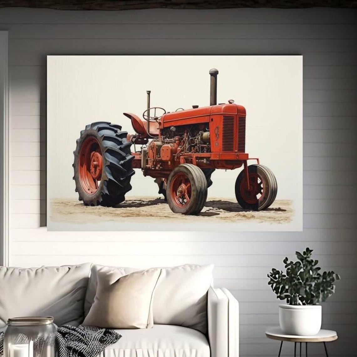 Vintage Red Tractor Classic Farm Machinery Painting Art Poster - Image 4