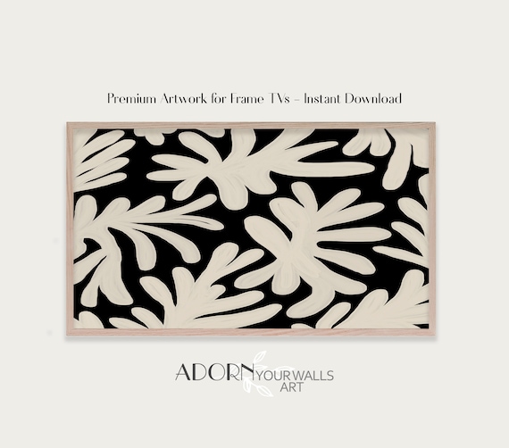 Matisse Style Black and White Leaf Cutouts Modern Frame TV Wall Art