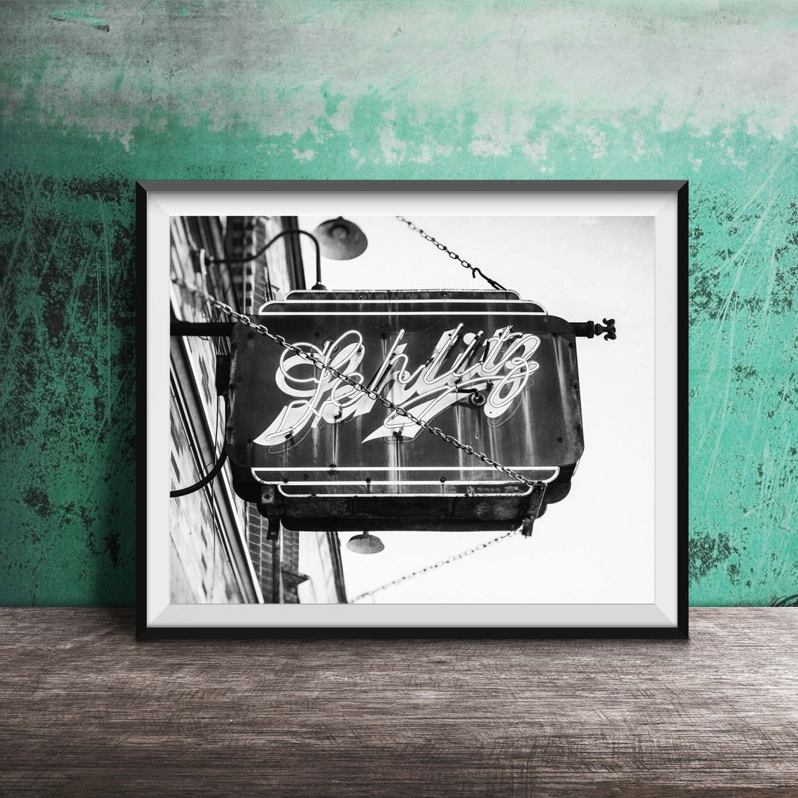 Schlitz Beer Glowing Red Neon Script Sign Vintage Bar Poster - Image 2