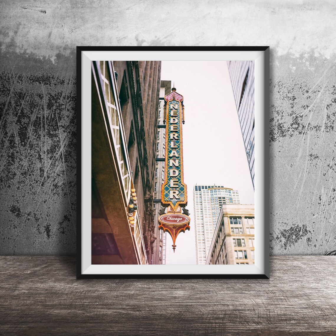 Nederlander Theatre Chicago Vertical Marquee Sign Photography Poster