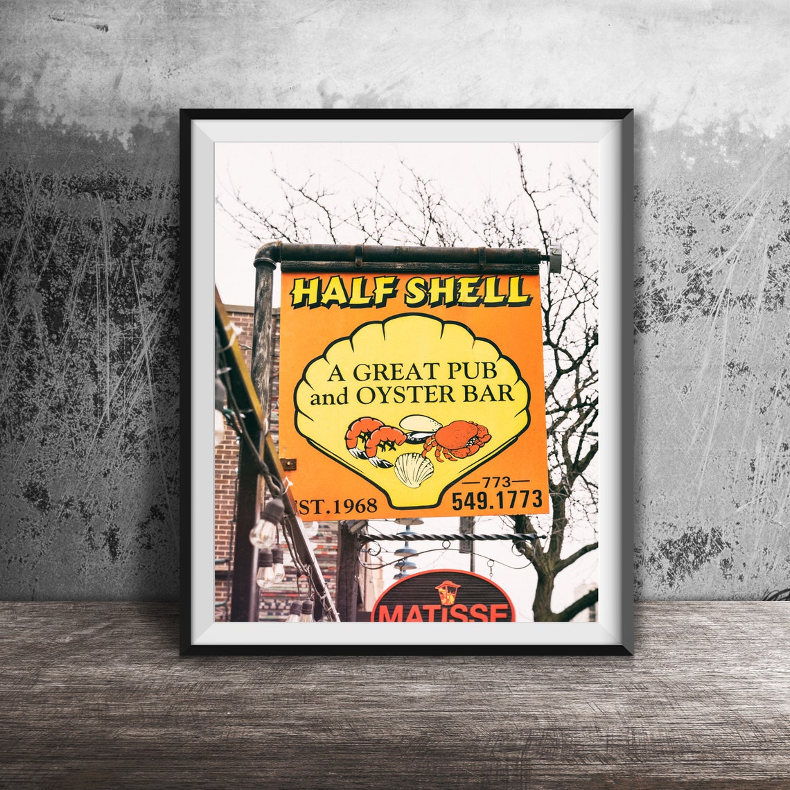 Half Shell Great Pub and Oyster Bar Orange Sign Est 1968 Poster