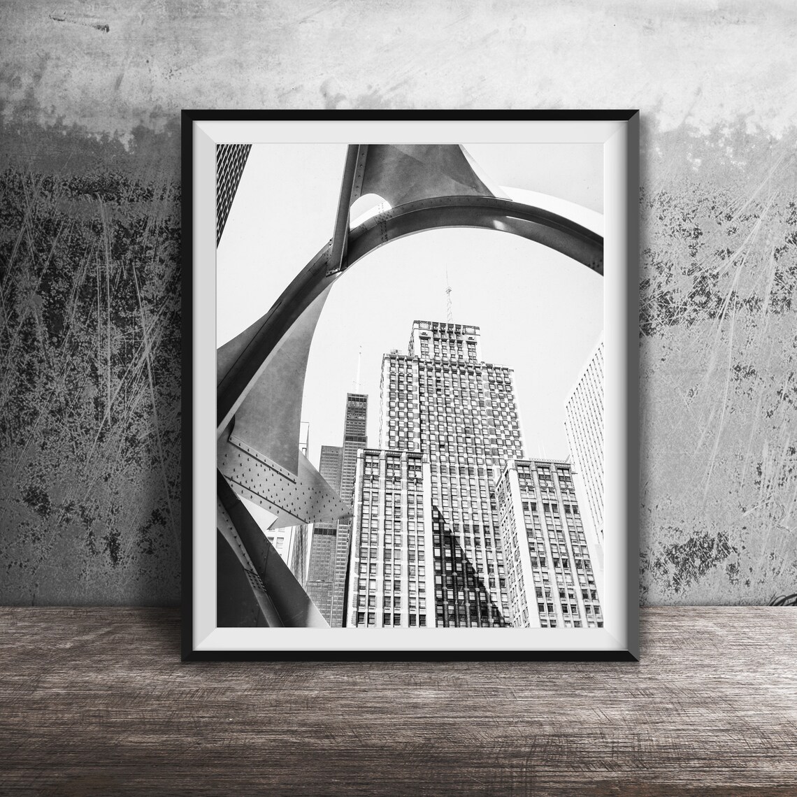 Calder's Flamingo Red Sculpture Chicago Skyline Photo Poster - Image 2