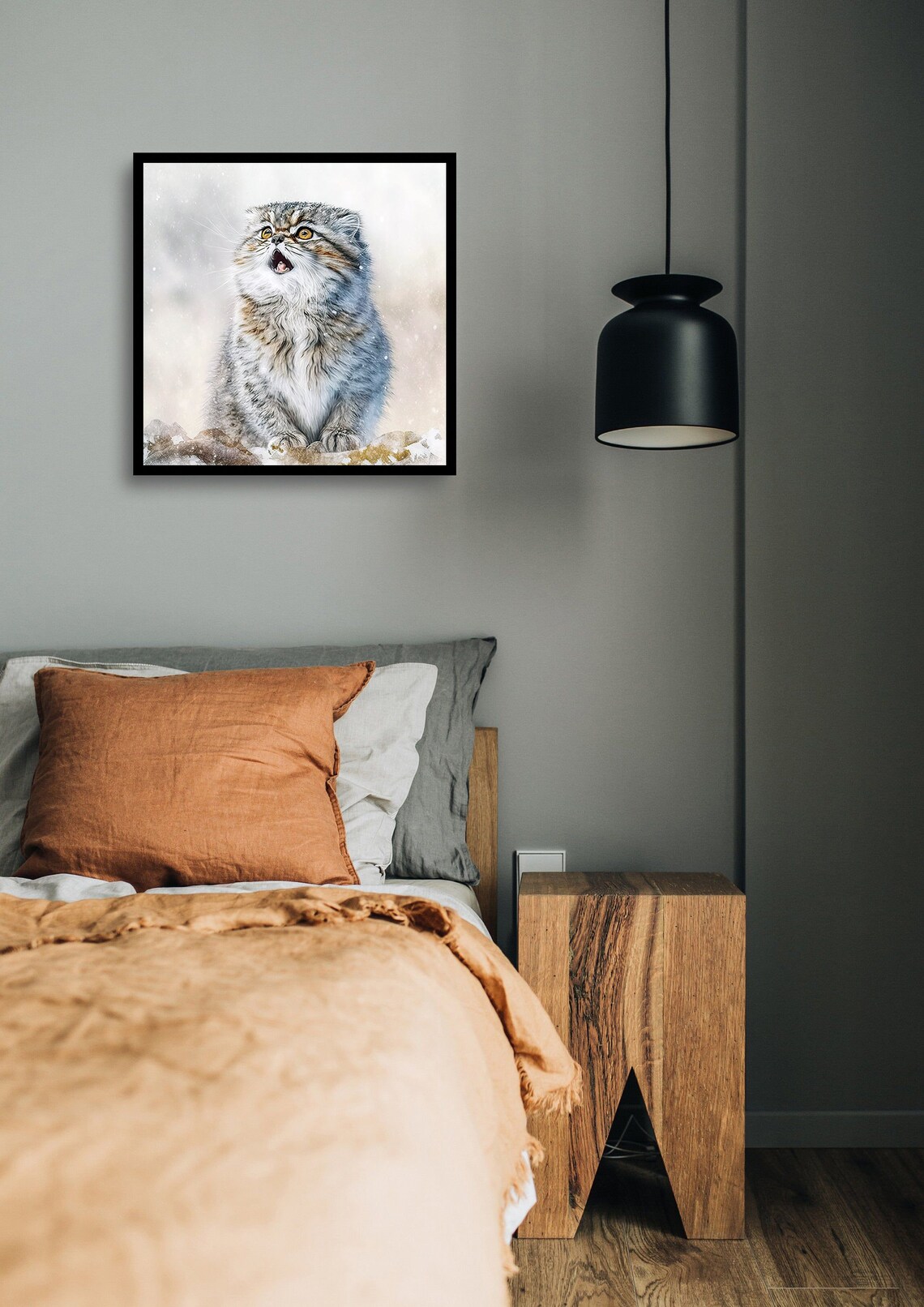 Fluffy Pallas Cat Manul in Winter Snow with Golden Eyes Poster - Image 3