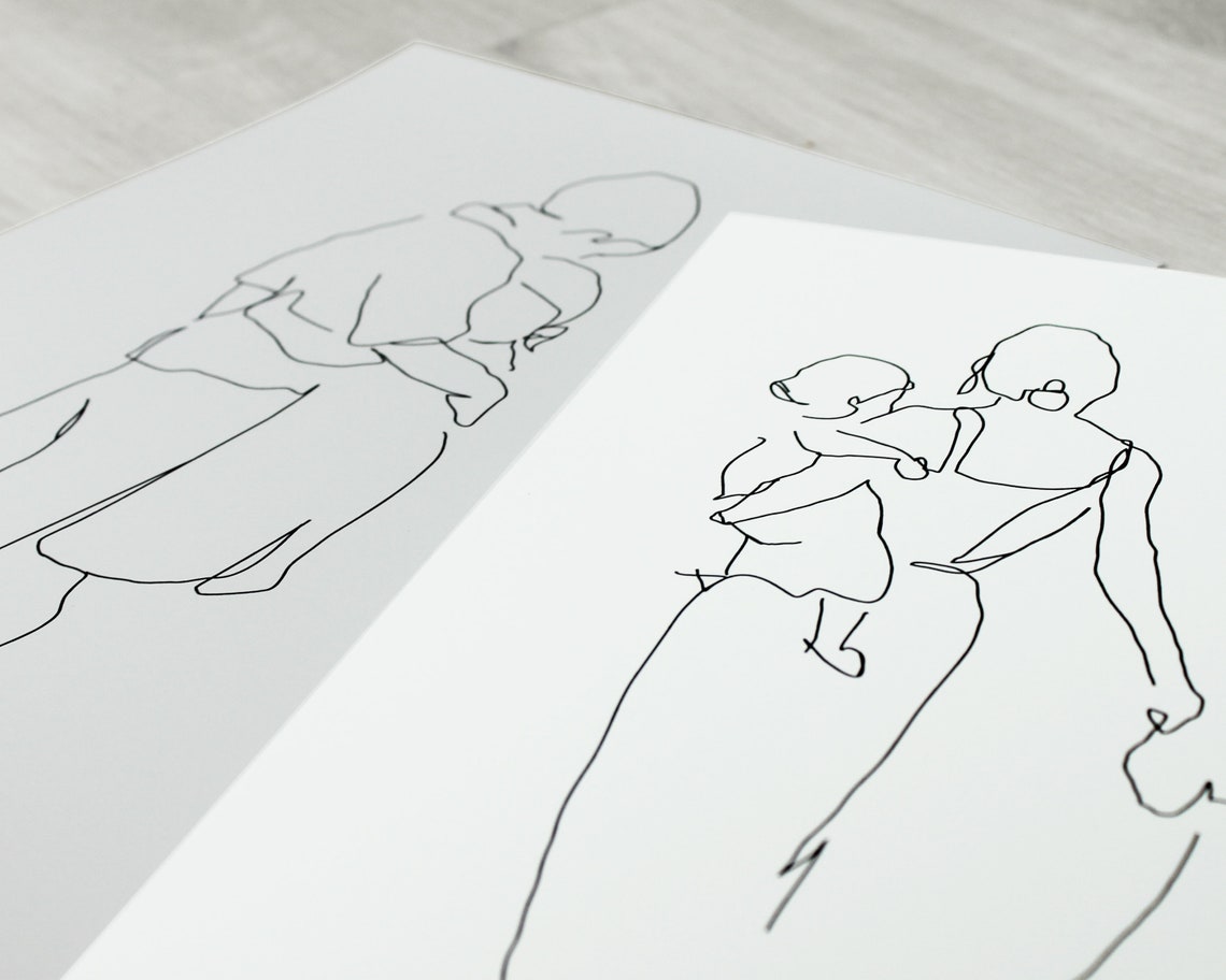 Family Line Art Family Drawing Family Wall Art Family Gift Line Art Line Drawing Gift For Dad Fathers Day Gift Family Print - Image 2
