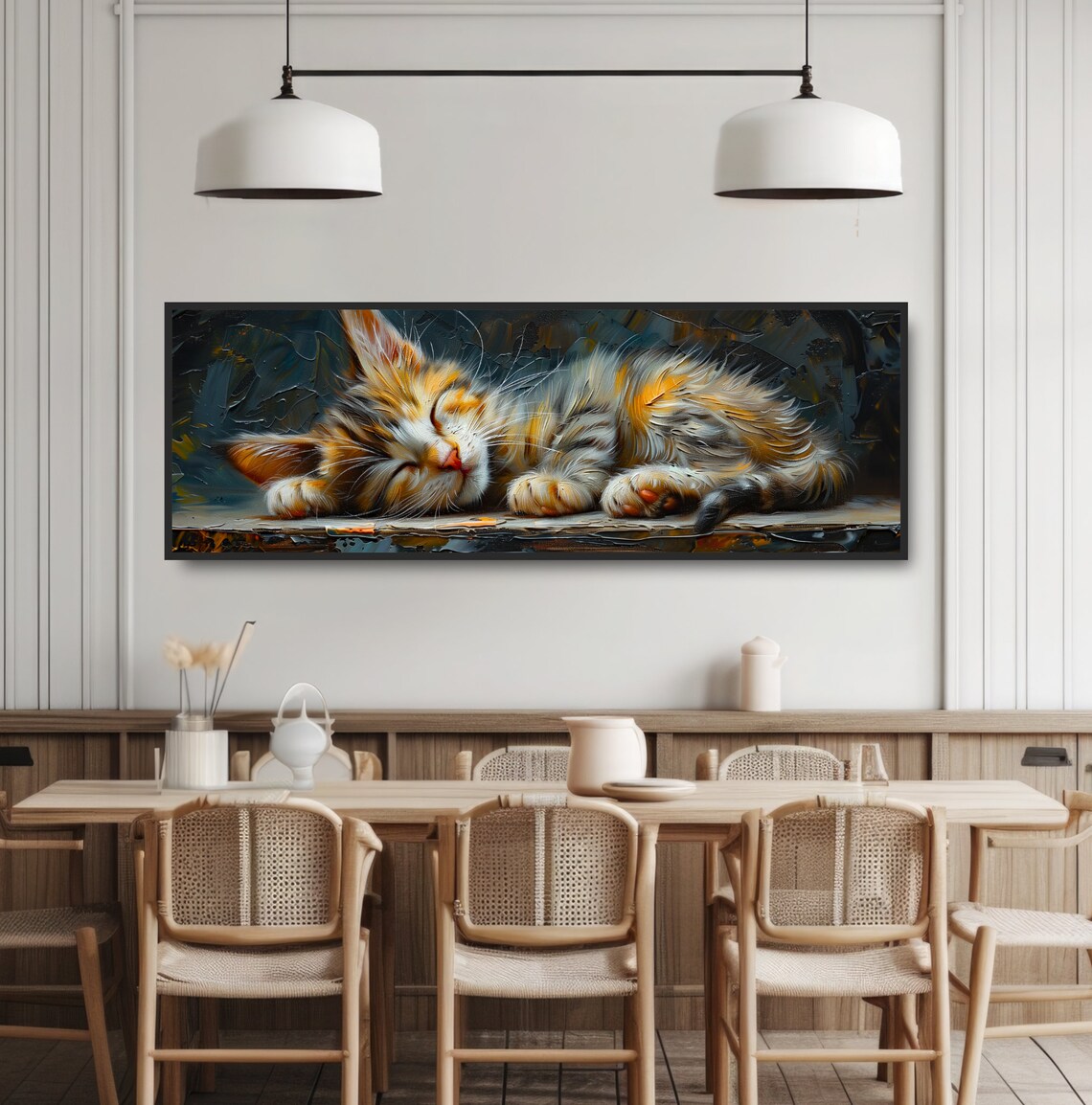 Cute Sleeping Tabby Kitten Oil Painting Adorable Farmhouse Cat Art Poster - Image 3