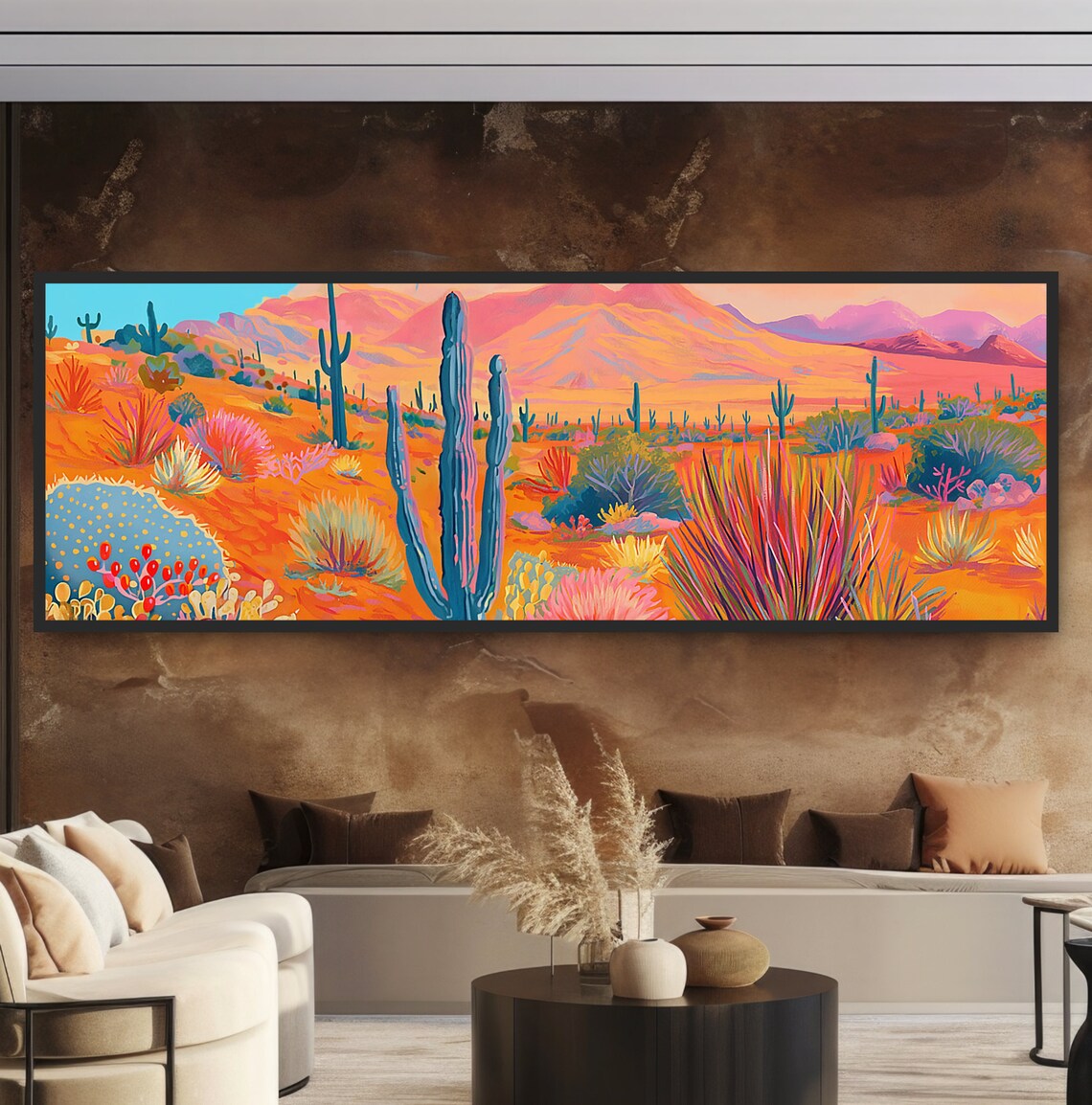Vibrant Southwest Cactus Art Print, Desert Landscape