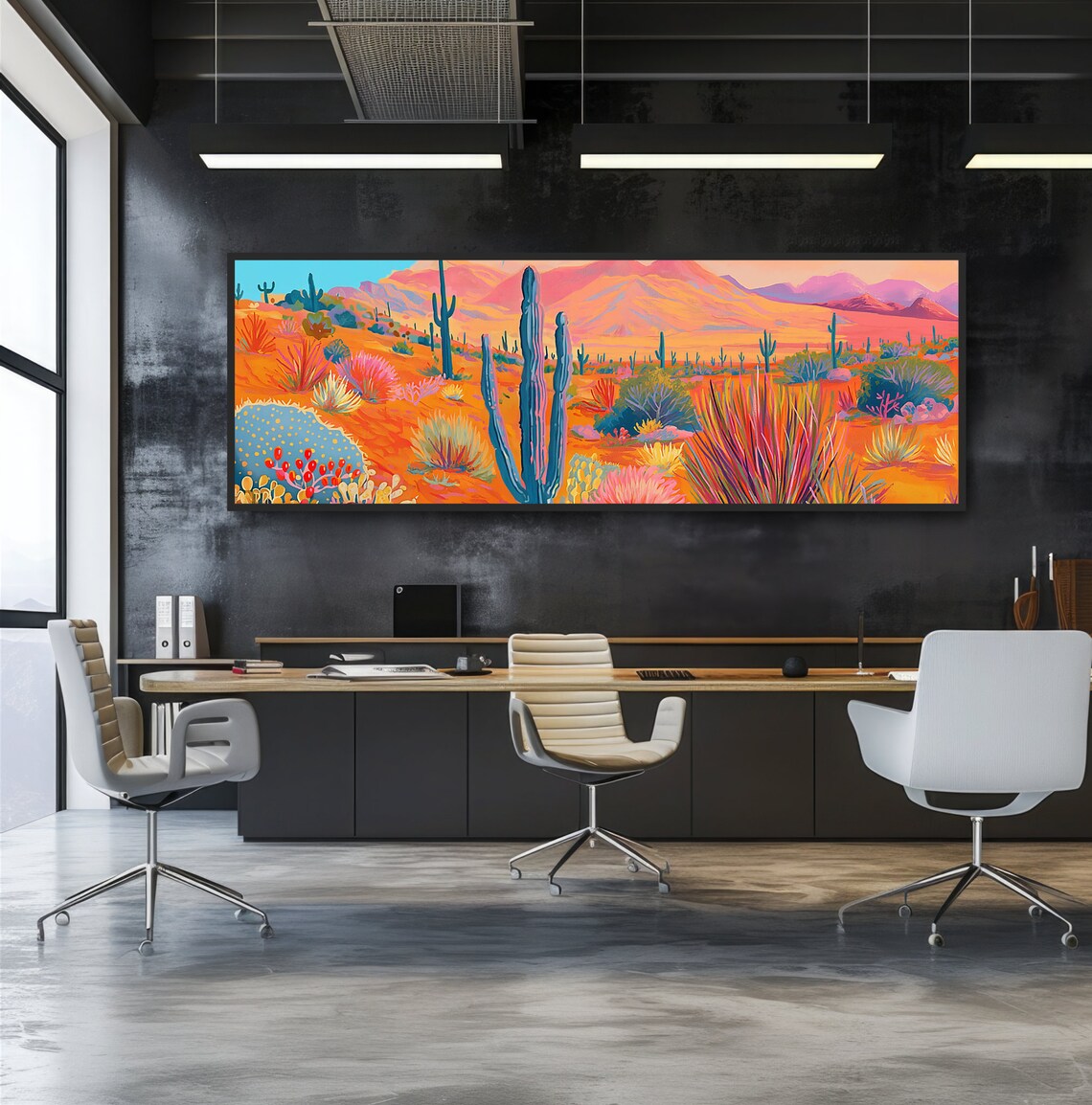 Vibrant Southwest Cactus Art Print, Desert Landscape - Image 2