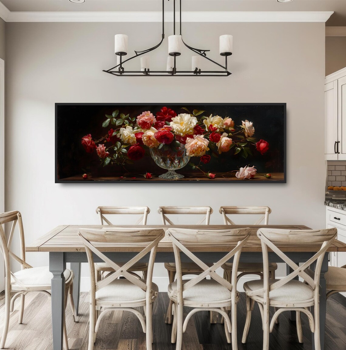 Romantic Roses Crystal Vase Oil Painting Floral Still Life Print - Image 3