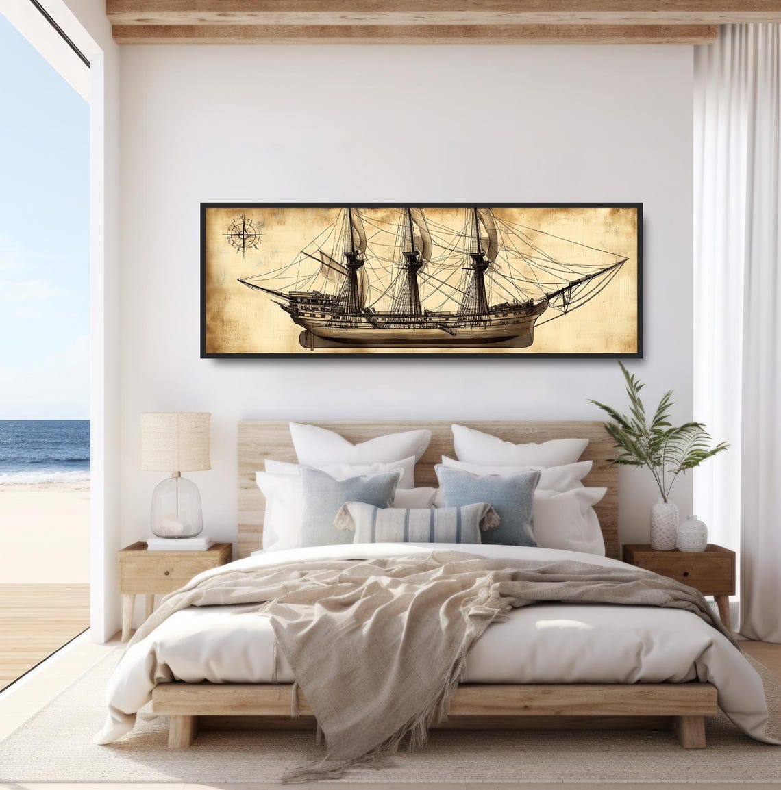 Antique Sailing Ship Drawing Sepia Nautical Maritime History Print - Image 4