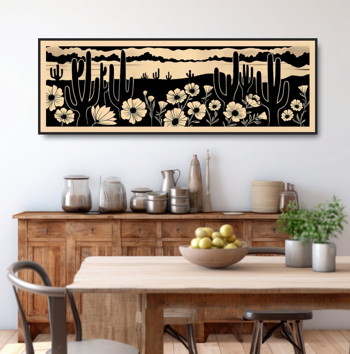 Cactus Desert Landscape, Retro Western Art Print - Image 3