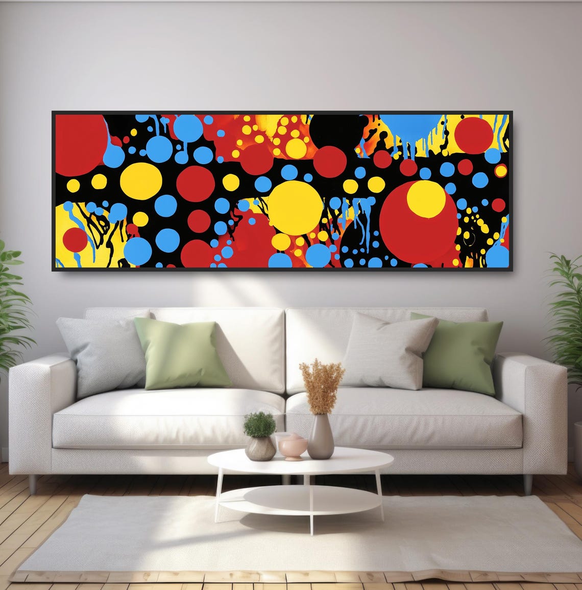 Bold Primary Dot Painting Print Colorful Modern Abstract Art Midcentury Splatter Artwork Red Blue Yellow Pollock Drip Paint Style - Image 5