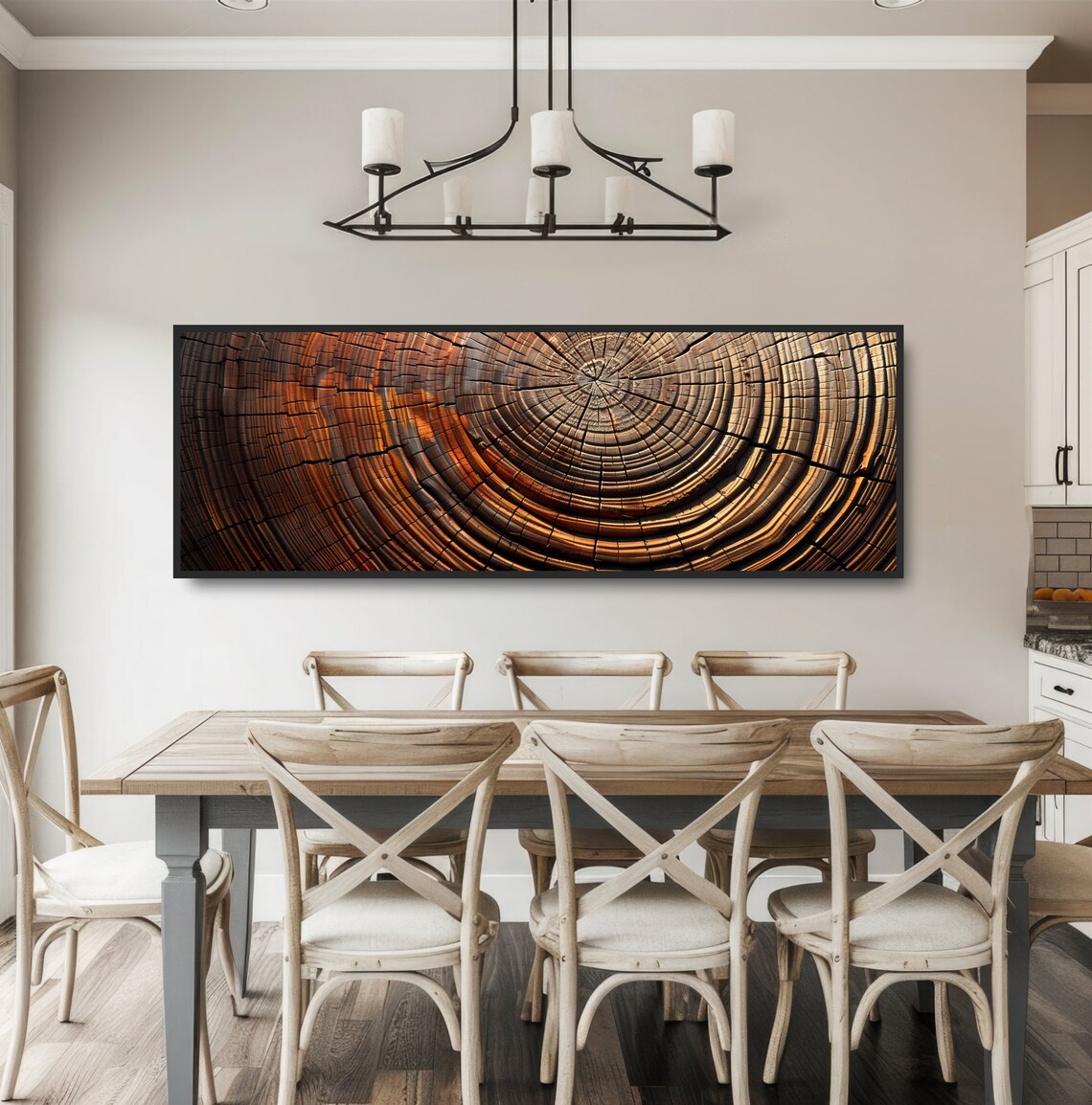 Wood Tree Rings Art Print, Forest Cabin Decor Panoramic - Image 3