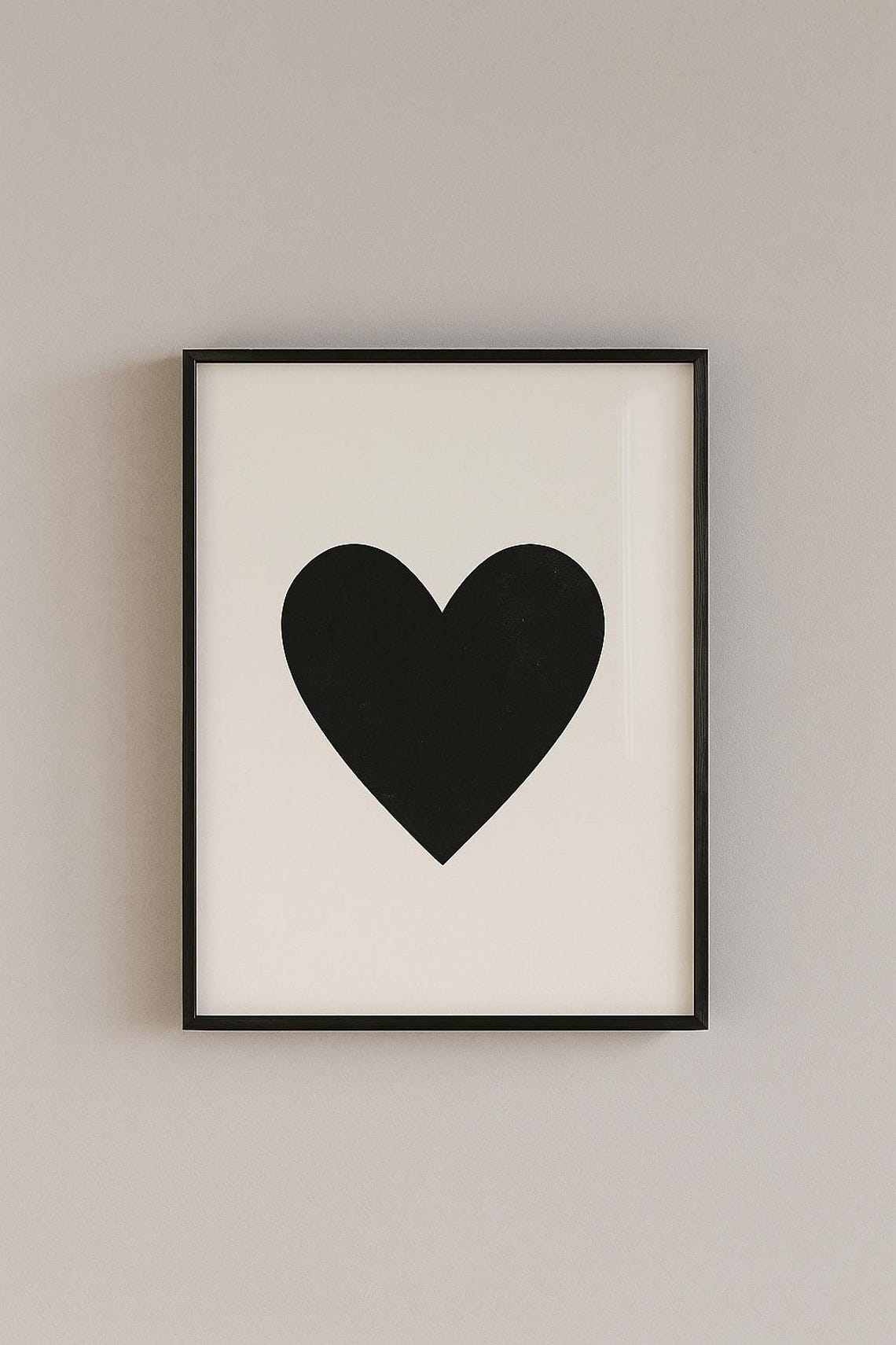Minimal Black Heart Simple Modern Scandinavian Graphic Love Poster