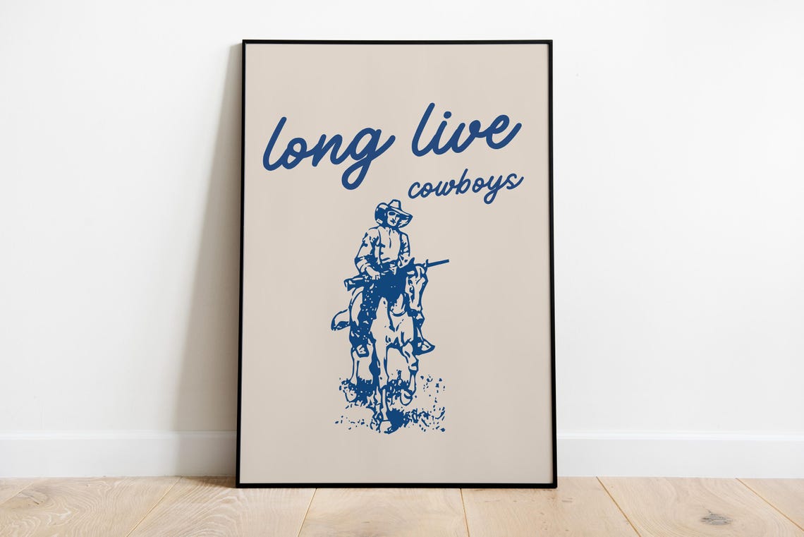 Long Live Cowboys Western Cowboy on Horse Quote Decor Poster - Image 2