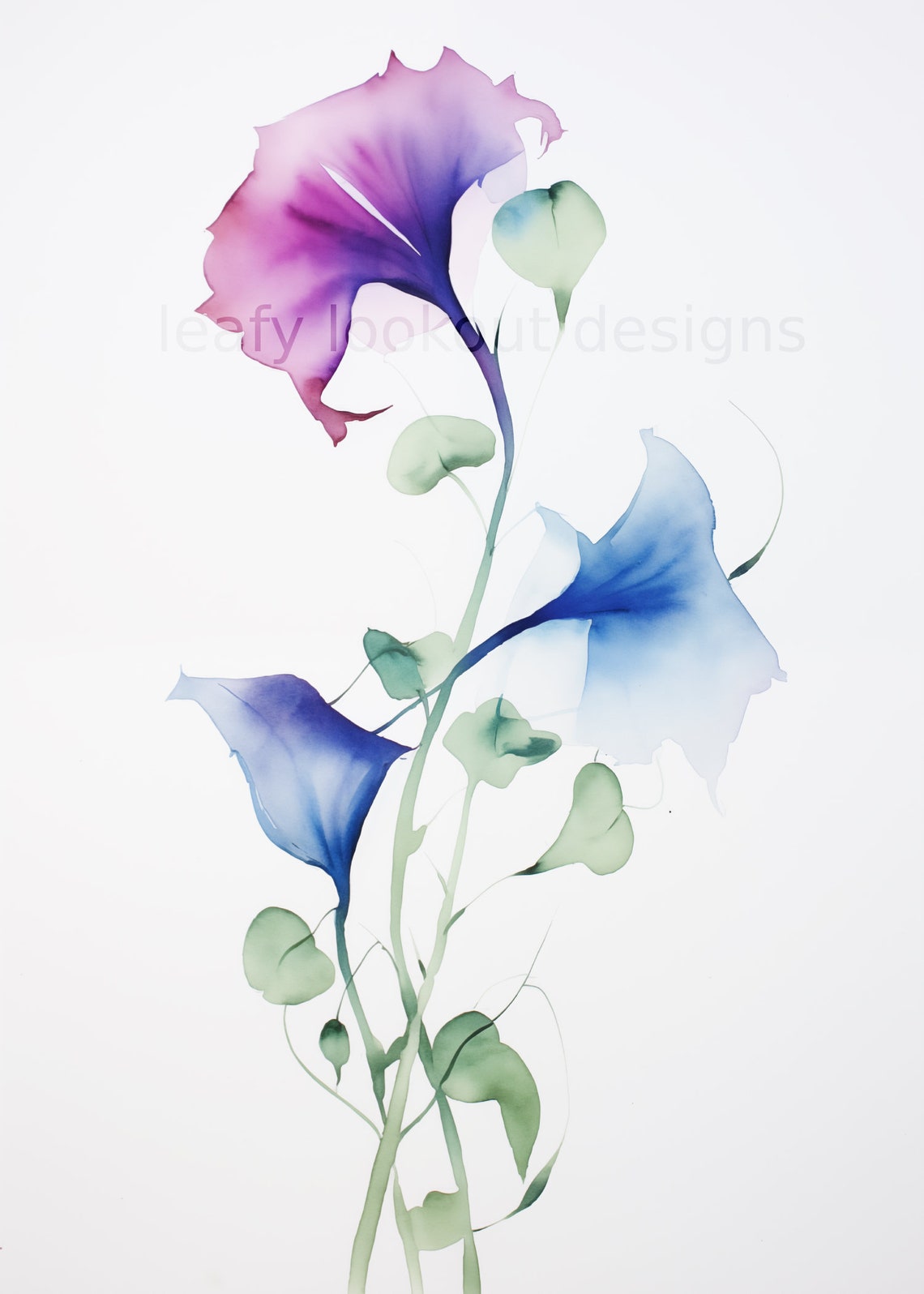 Morning Glory September Birth Flower Watercolor Art Print - Image 7