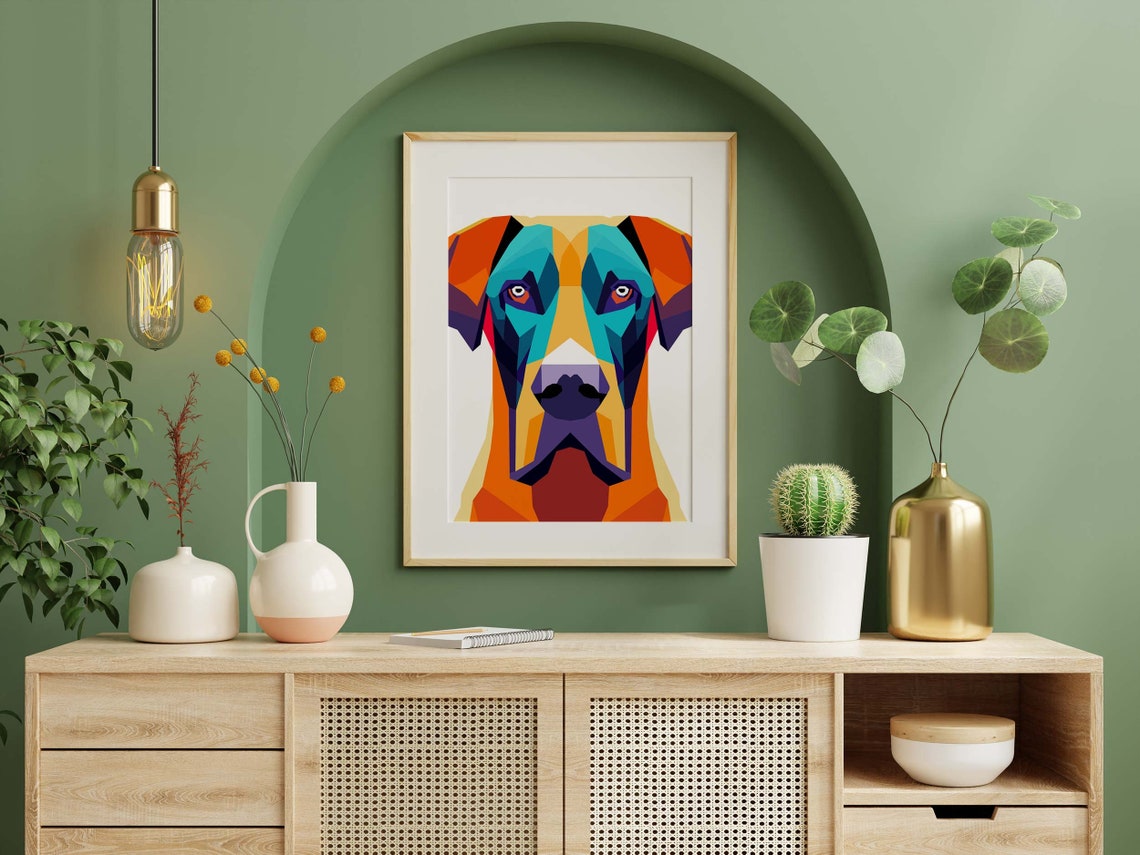 Great Dane Dog Bold Geometric Pop Art Colorful Portrait Poster - Image 3