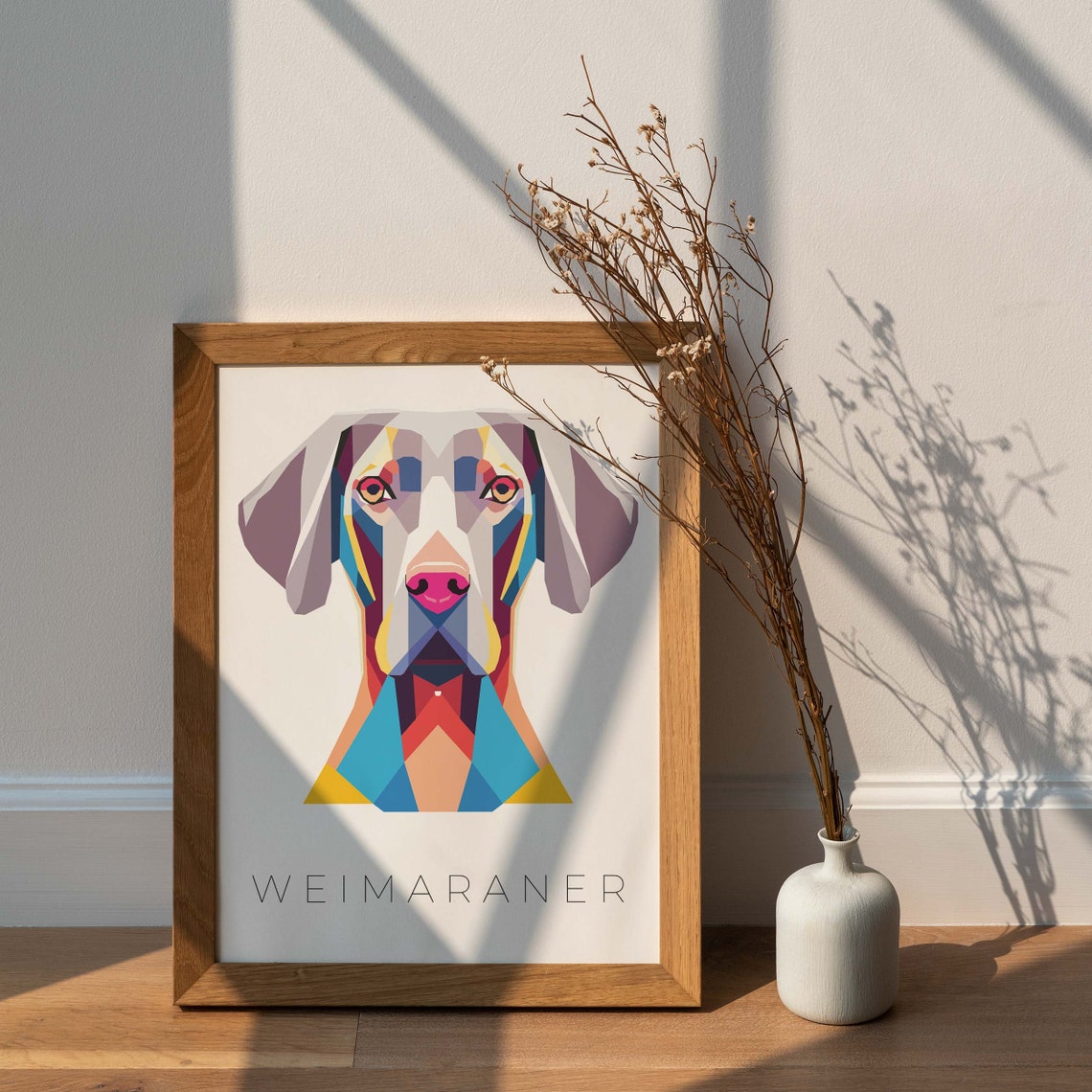 Weimaraner Dog Striking Geometric Pop Art Colorful Portrait Poster - Image 2
