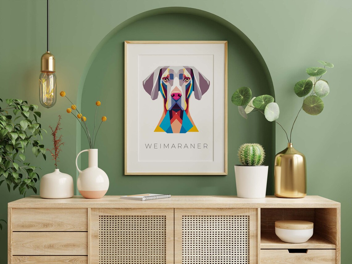 Weimaraner Dog Striking Geometric Pop Art Colorful Portrait Poster - Image 3