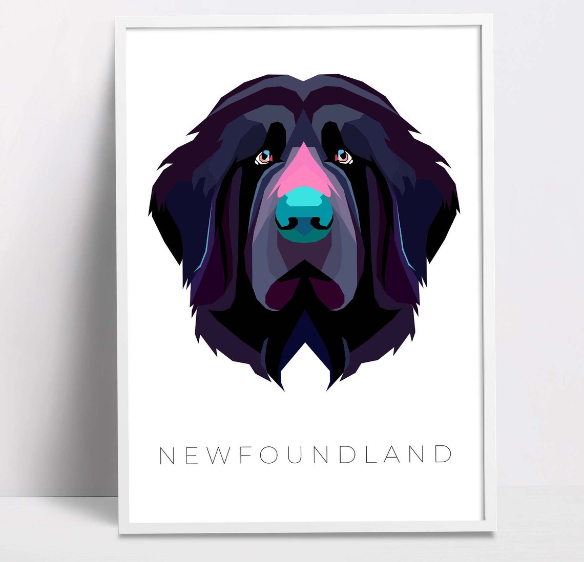 Newfoundland Dog Bold Geometric Pop Art Colorful Portrait Poster