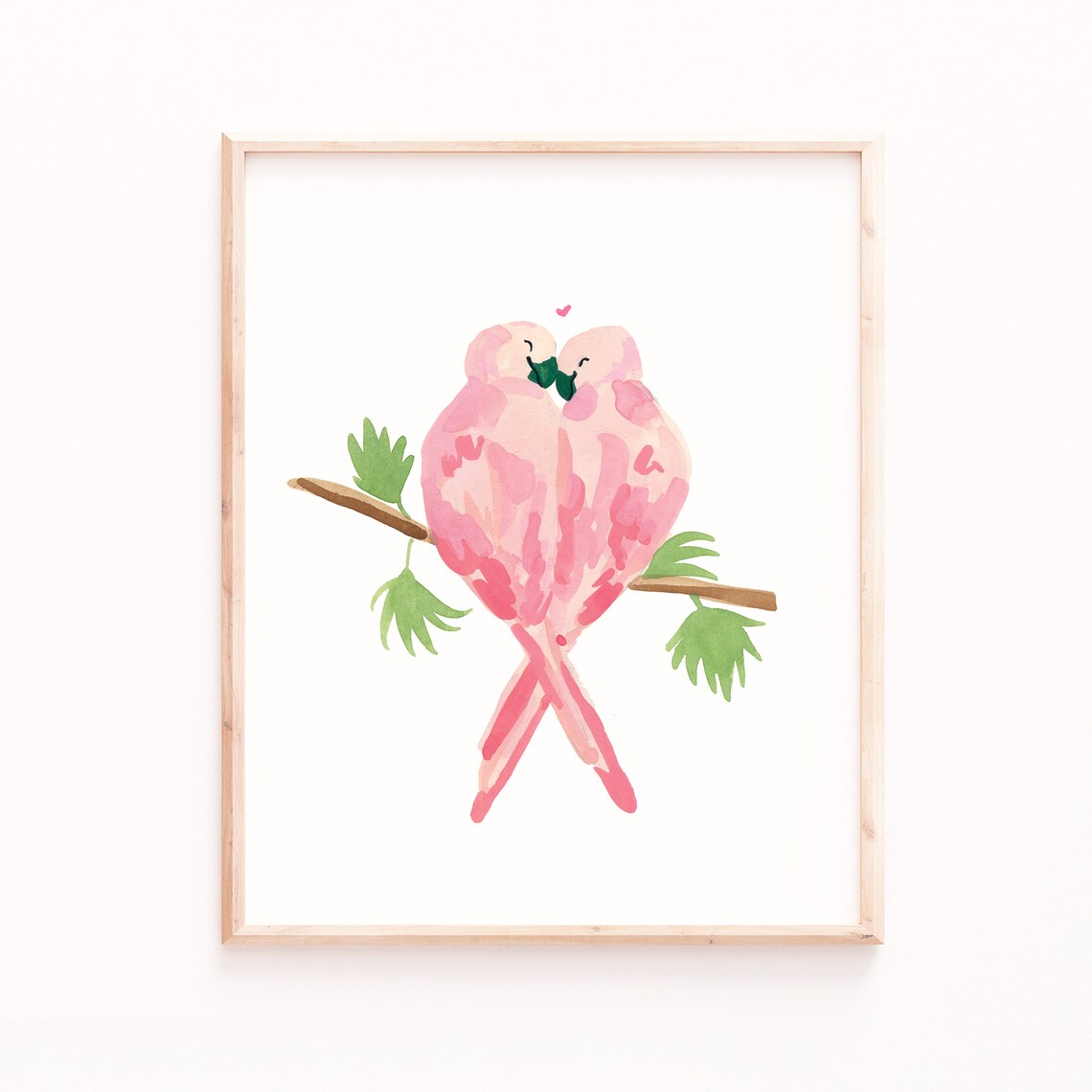 Love Birds Valentines Day Art Print, Cute Animal