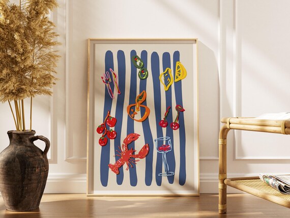 Italian Seafood Feast Mediterranean Lobster Coastal Kitchen Poster