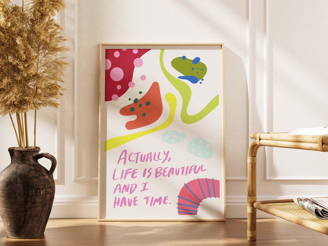 Abstract Motivational Quote Print Time To Bloom Colorful Affirmation