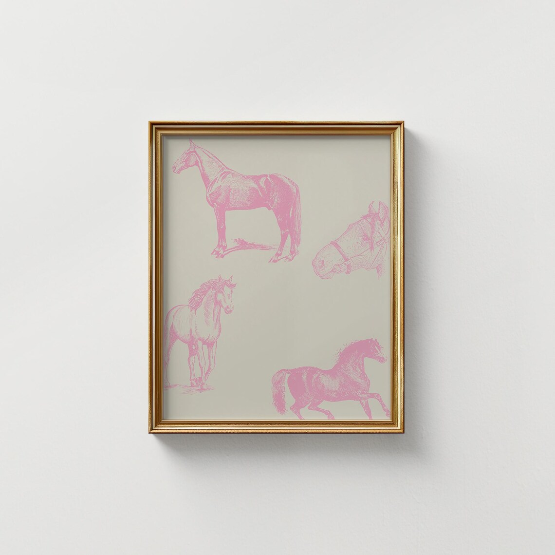 Pink Horse Illustration Art Print, Vintage Equestrian - Image 4