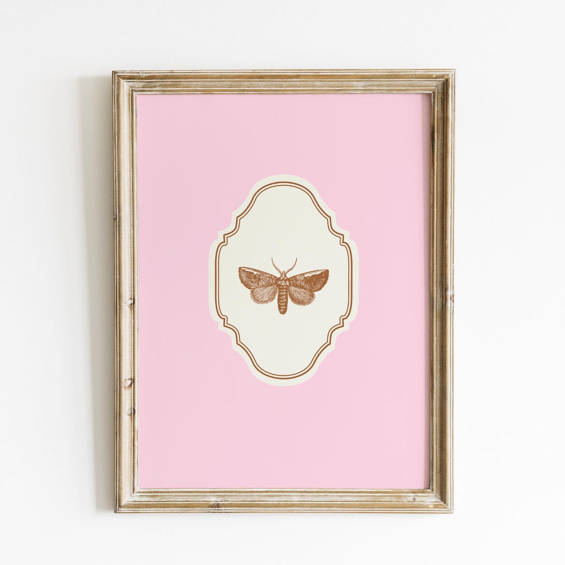 Pink Vintage Moth Illustration Nursery Poster Botanical Copper Art - Image 5